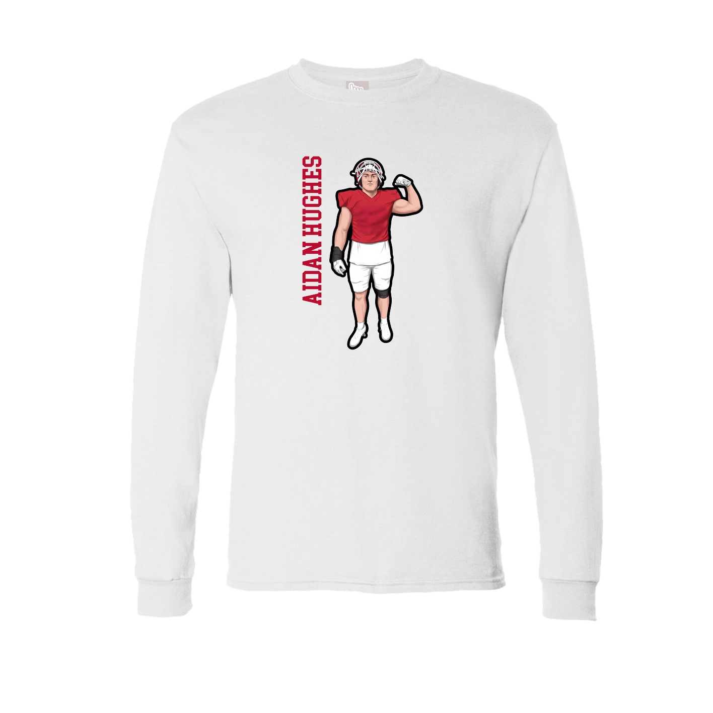 Long Sleeve Tee — Name Vertical in White