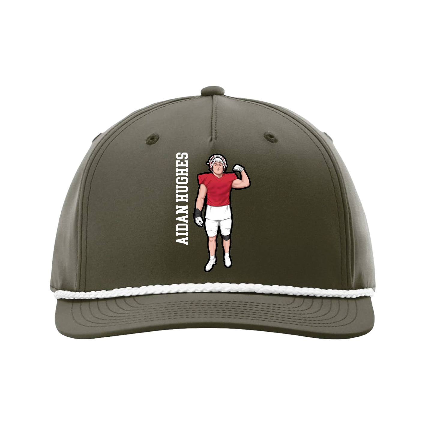Five-Panel Classic Rope Cap — Name Vertical in Green