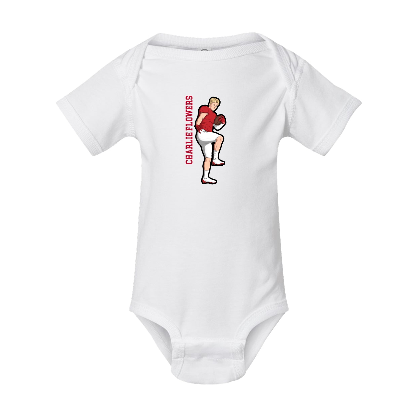Baby Onesie — Name Vertical in White