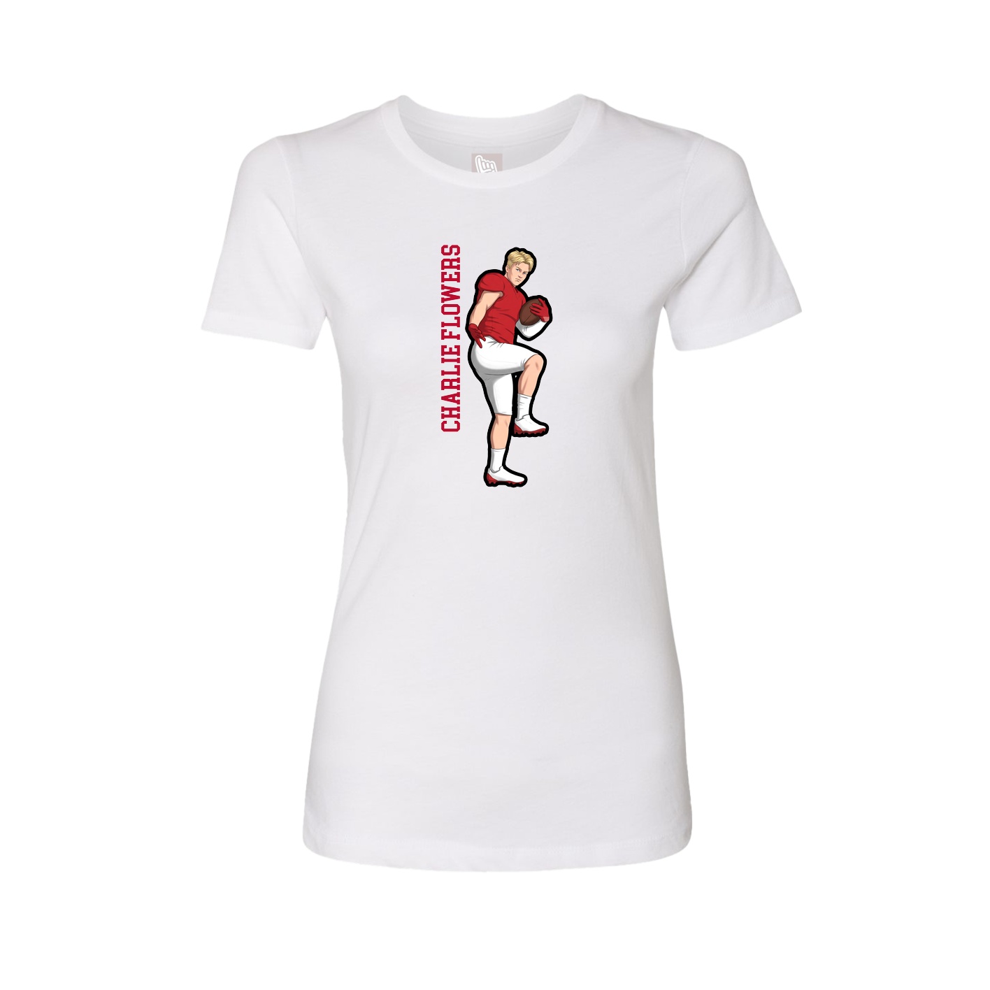 Fitted Women's Tee — Name Vertical in White