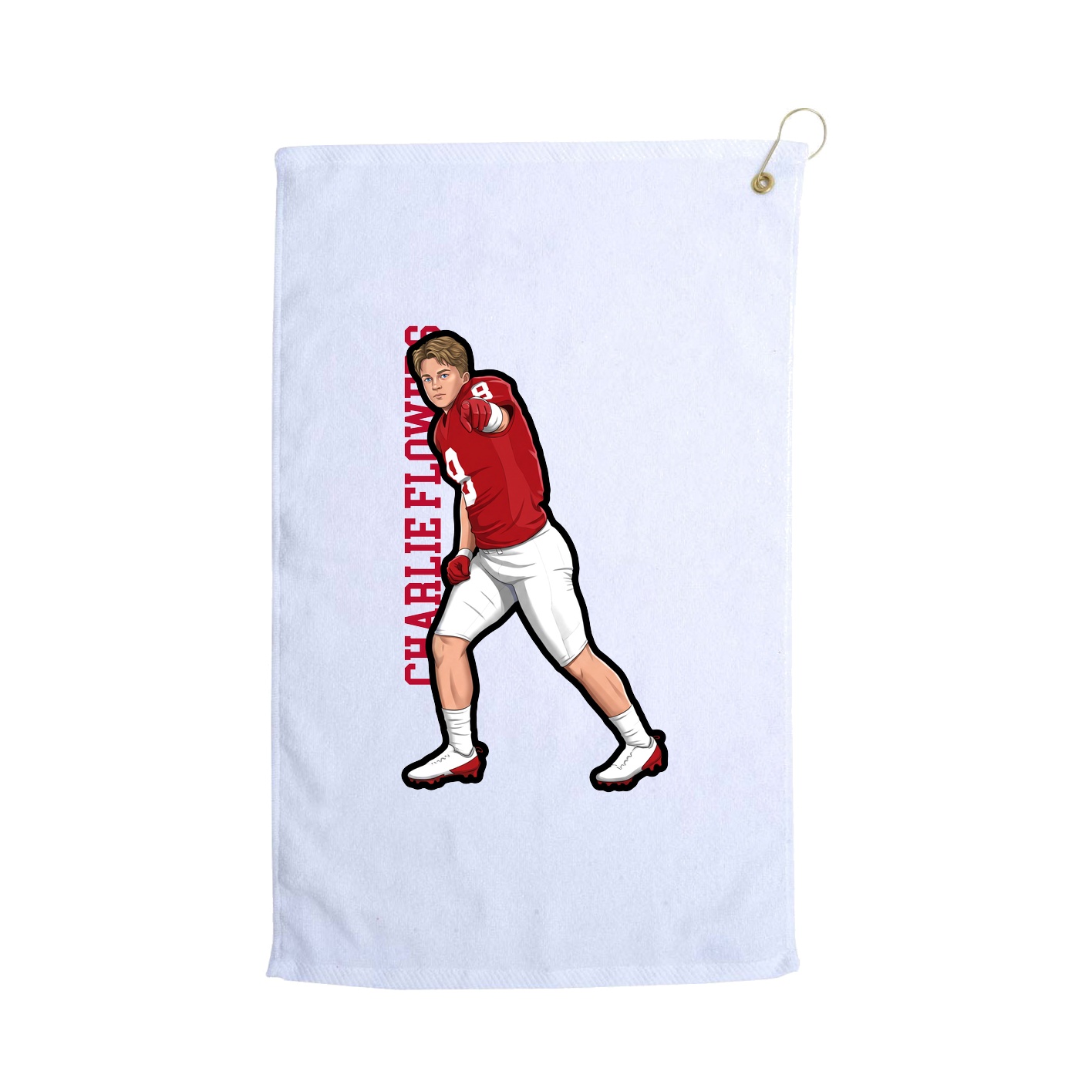 Golf Towel — Name Vertical in White