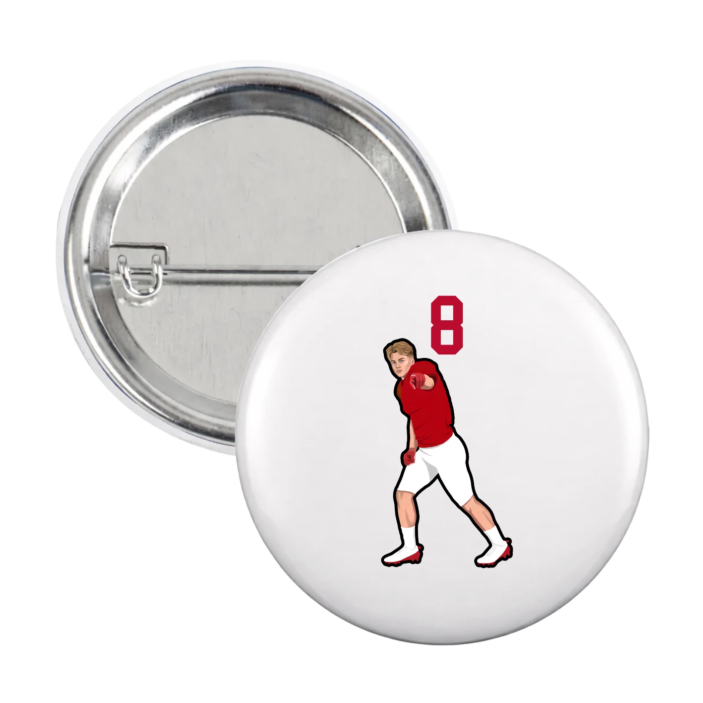 Game Day Button — Number Top in White