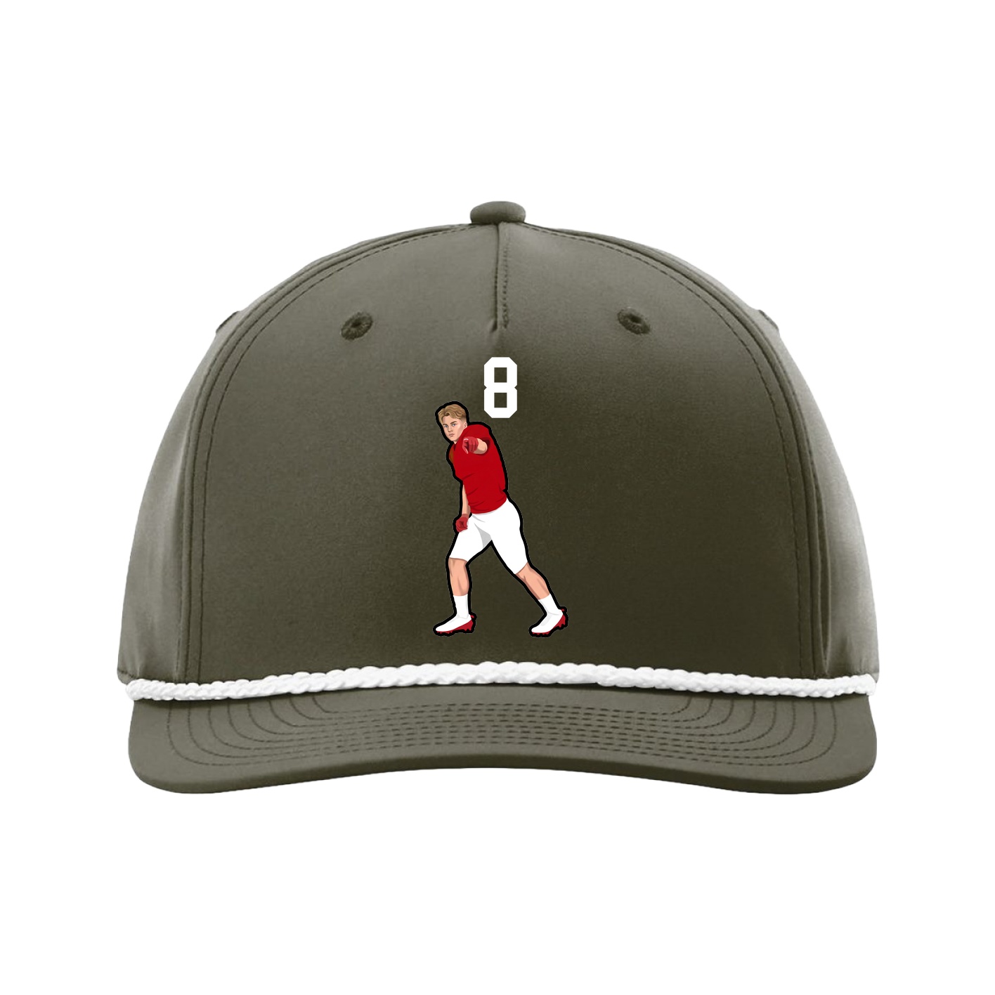 Five-Panel Classic Rope Cap — Number Top in Green