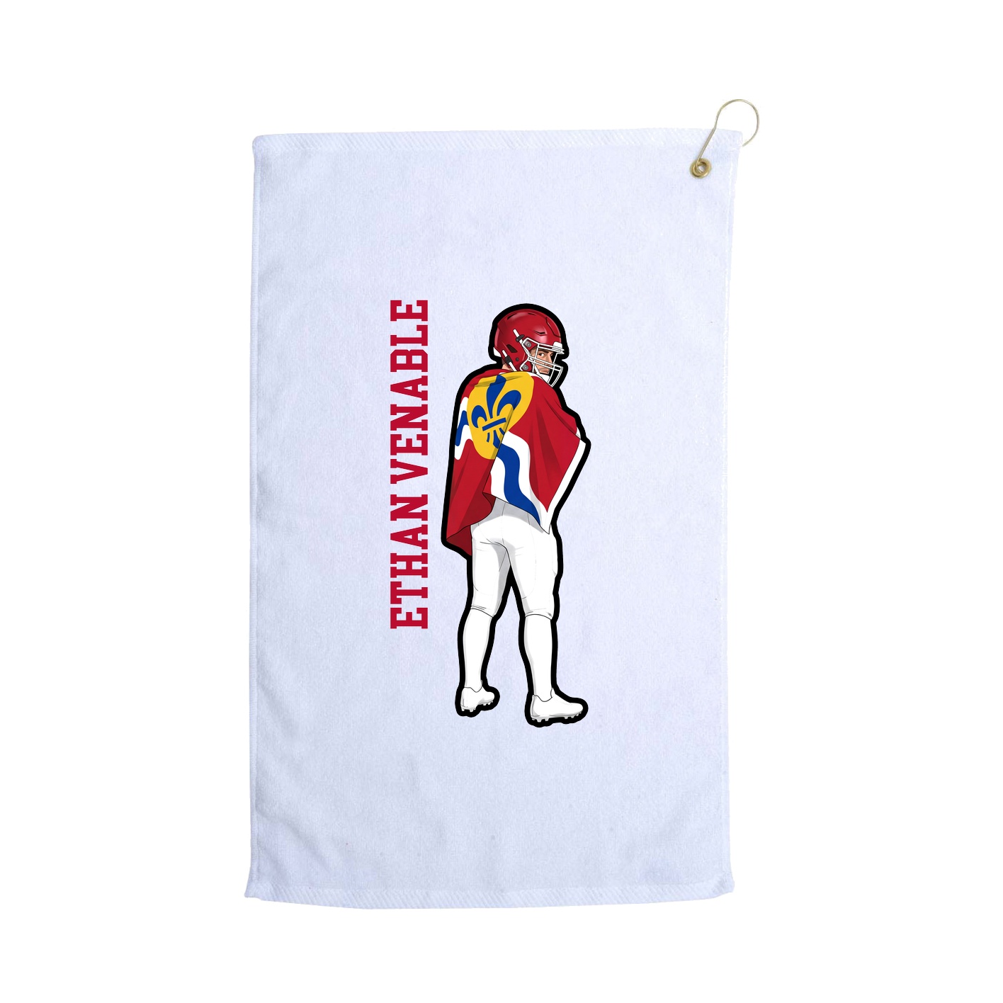 Golf Towel — Name Vertical in White