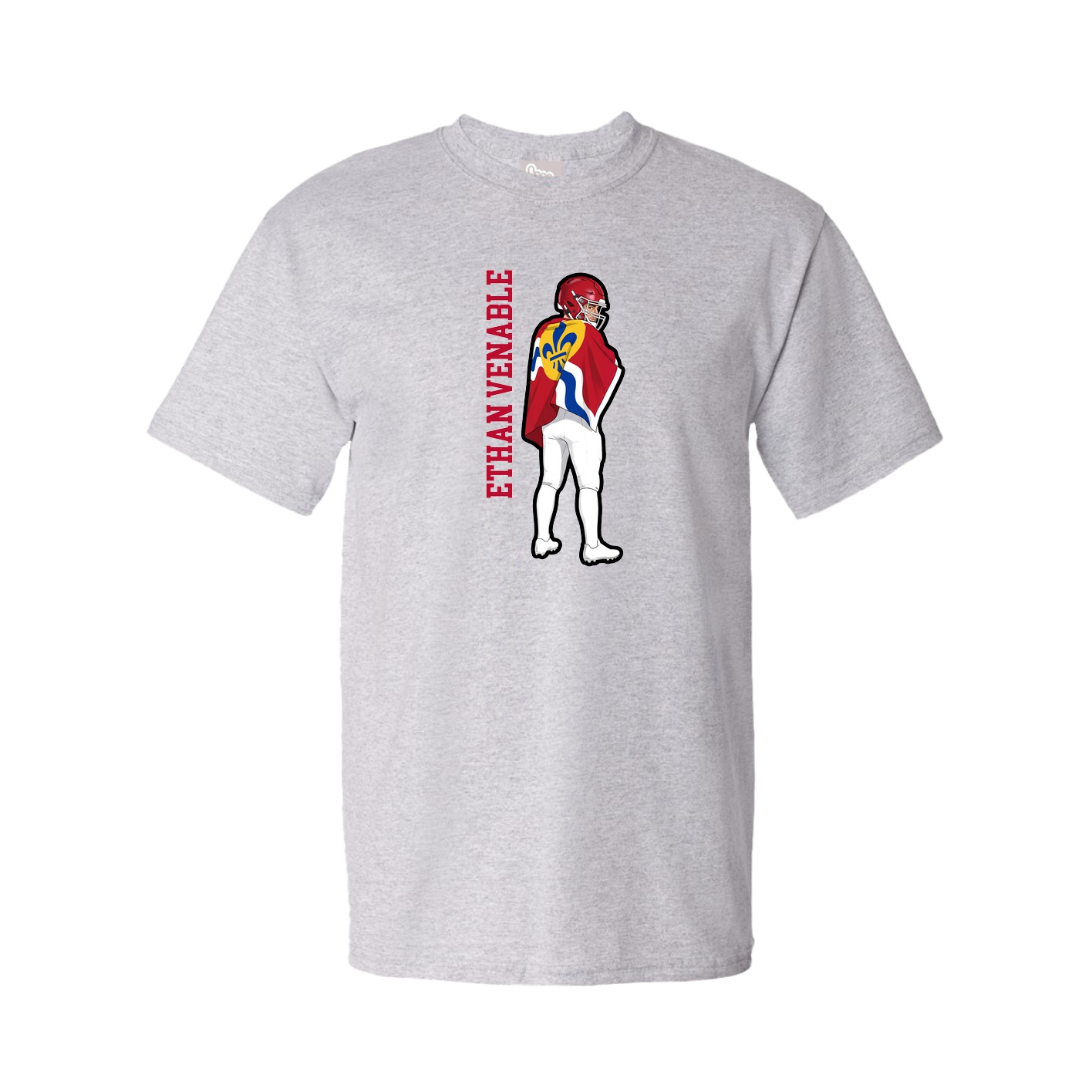 Youth Tee — Name Vertical in Grey