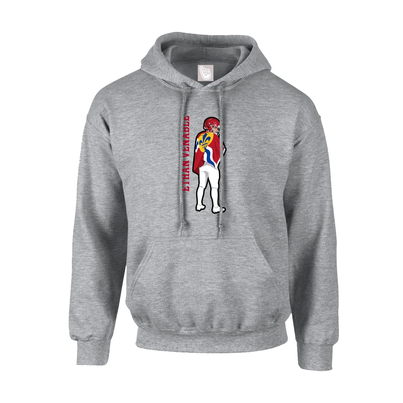 Hoodie — Name Vertical in Grey