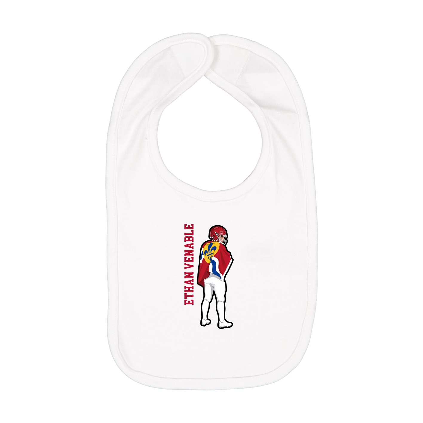 Infant Bib — Name Vertical in White