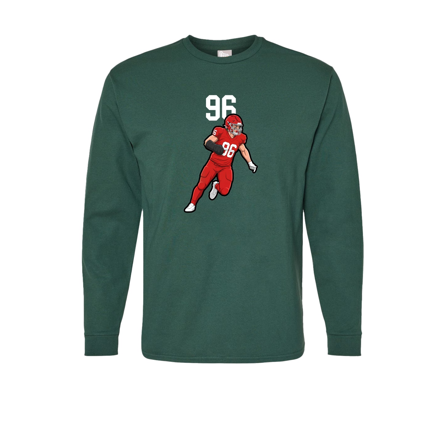Long Sleeve Tee — Number Top in Green