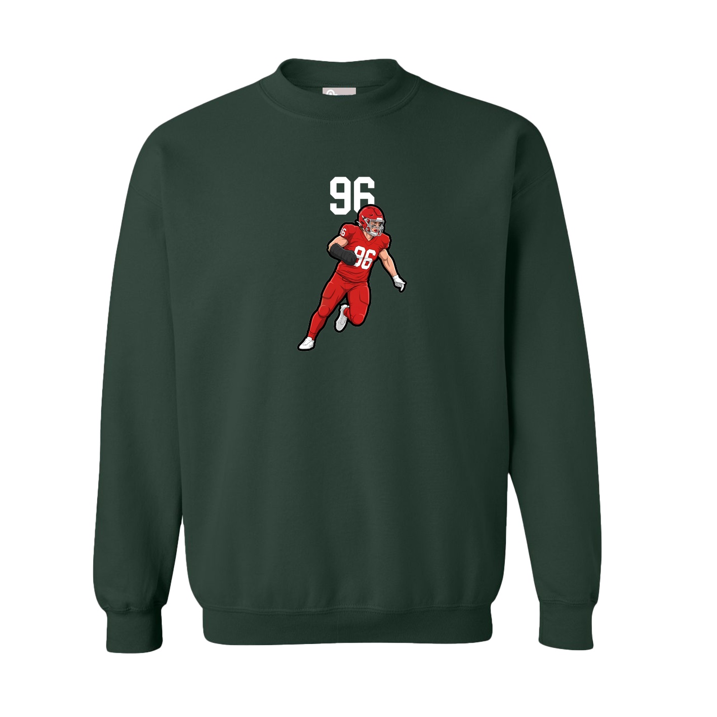Fleece Crew — Number Top in Green