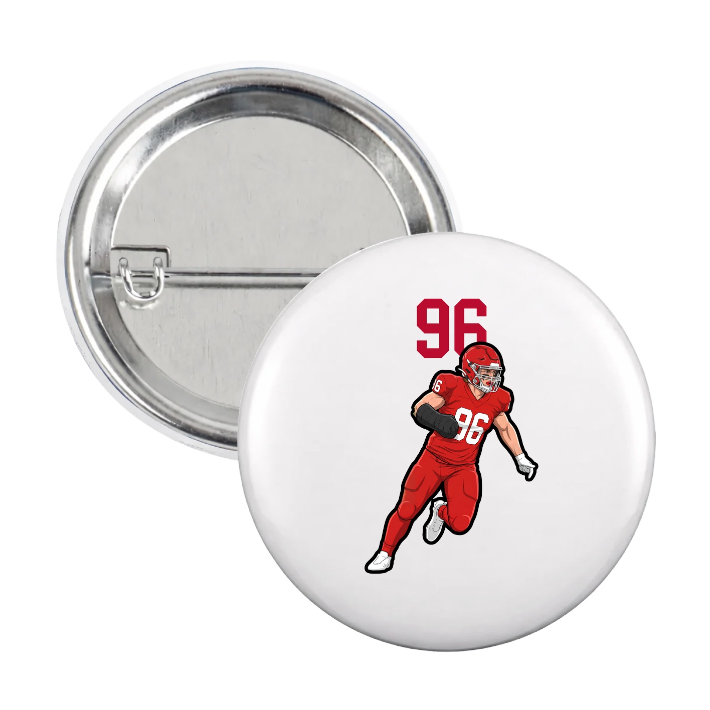 Game Day Button — Number Top in White