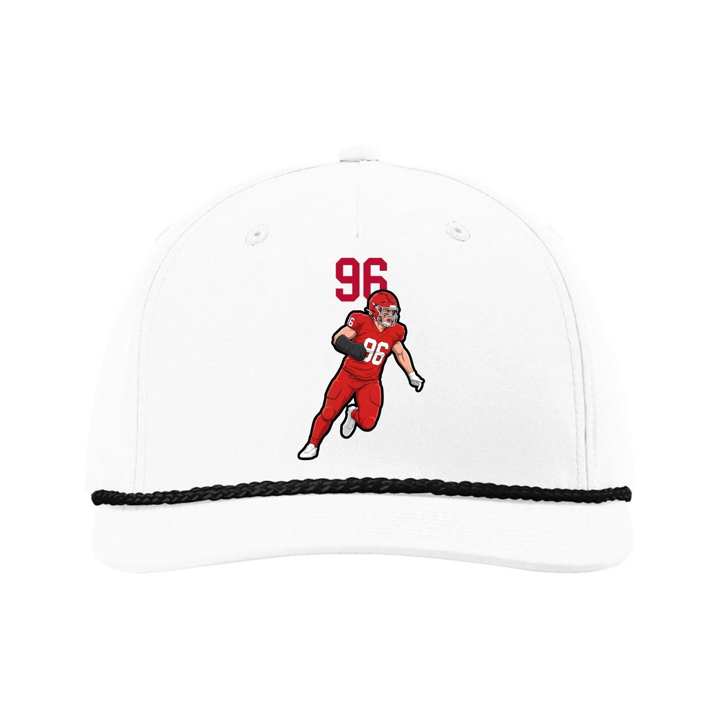 Five-Panel Classic Rope Cap — Number Top in White
