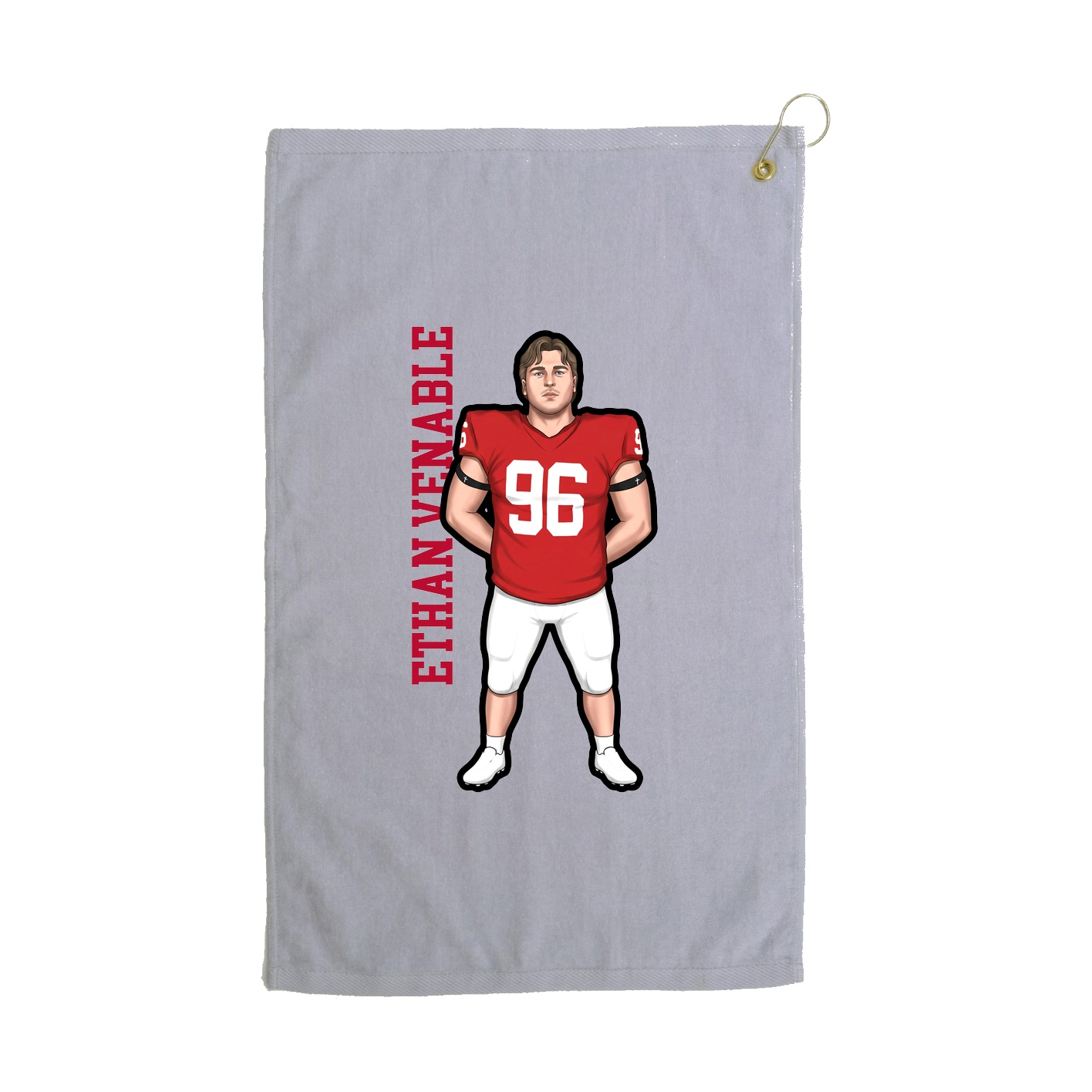 Golf Towel — Name Vertical in Grey