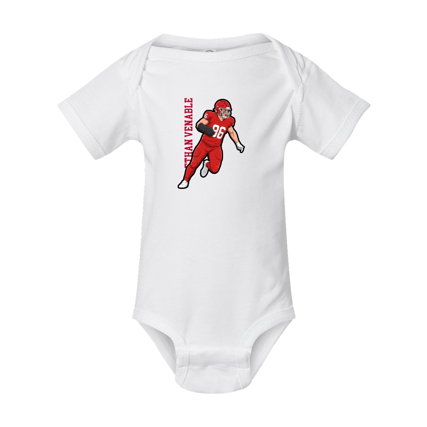 Baby Onesie — Name Vertical in White
