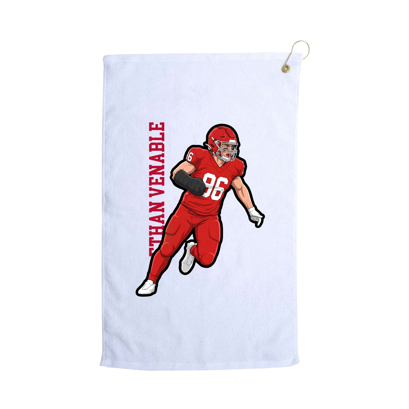 Golf Towel — Name Vertical in White