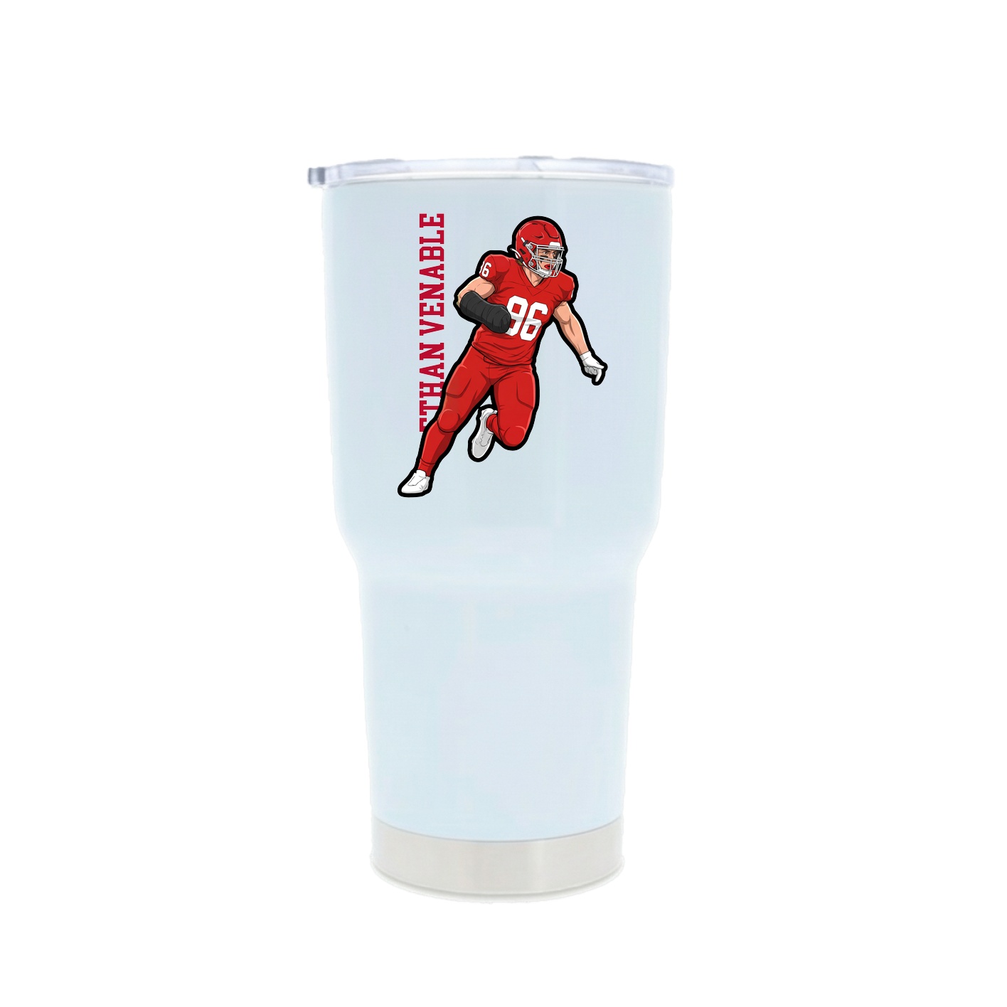 30oz Stainless Steel Tumbler — Name Vertical in White