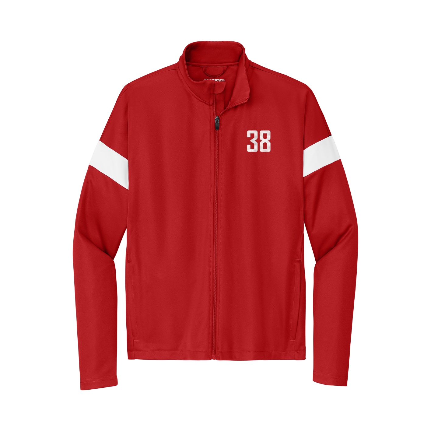 Team Travel Full-Zip Jacket — Front Shirsy in Cardinal/White