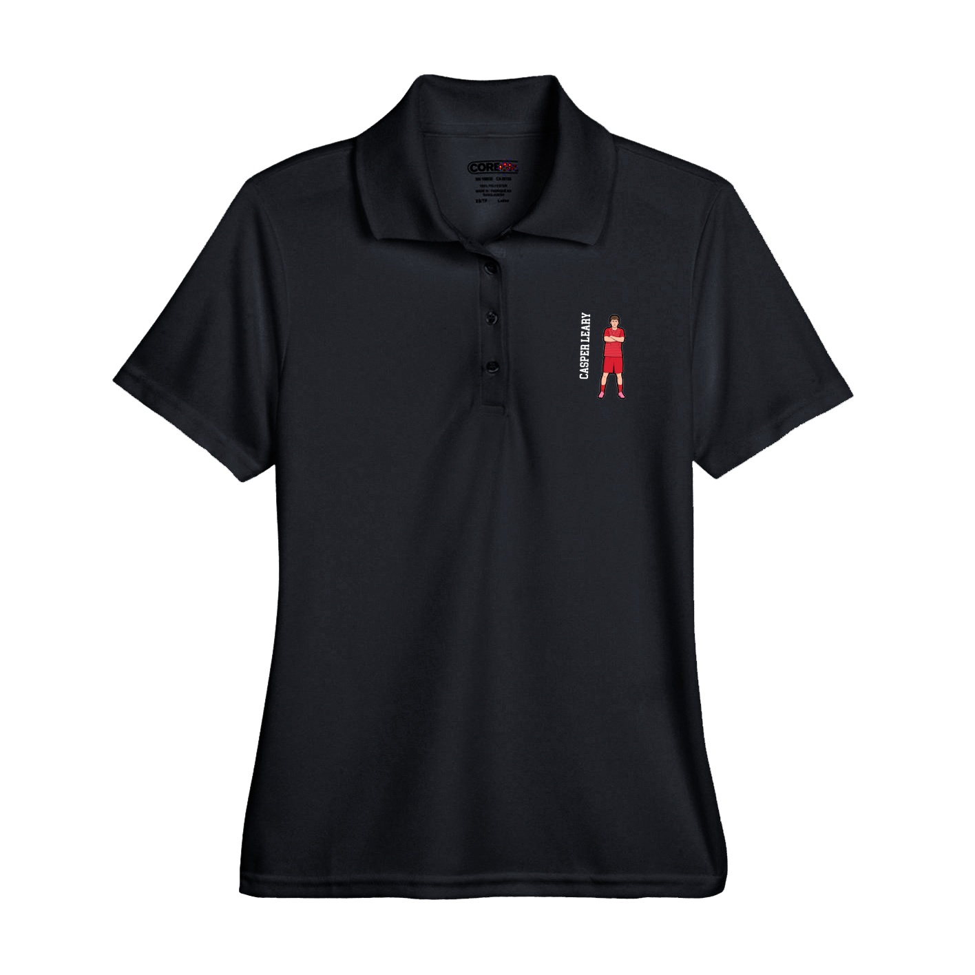 Womens Performance Polo — Name Vertical in Black