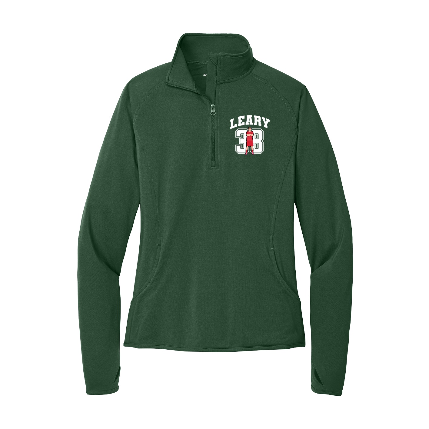 Women's Q-Zip Pullover — Number in Green
