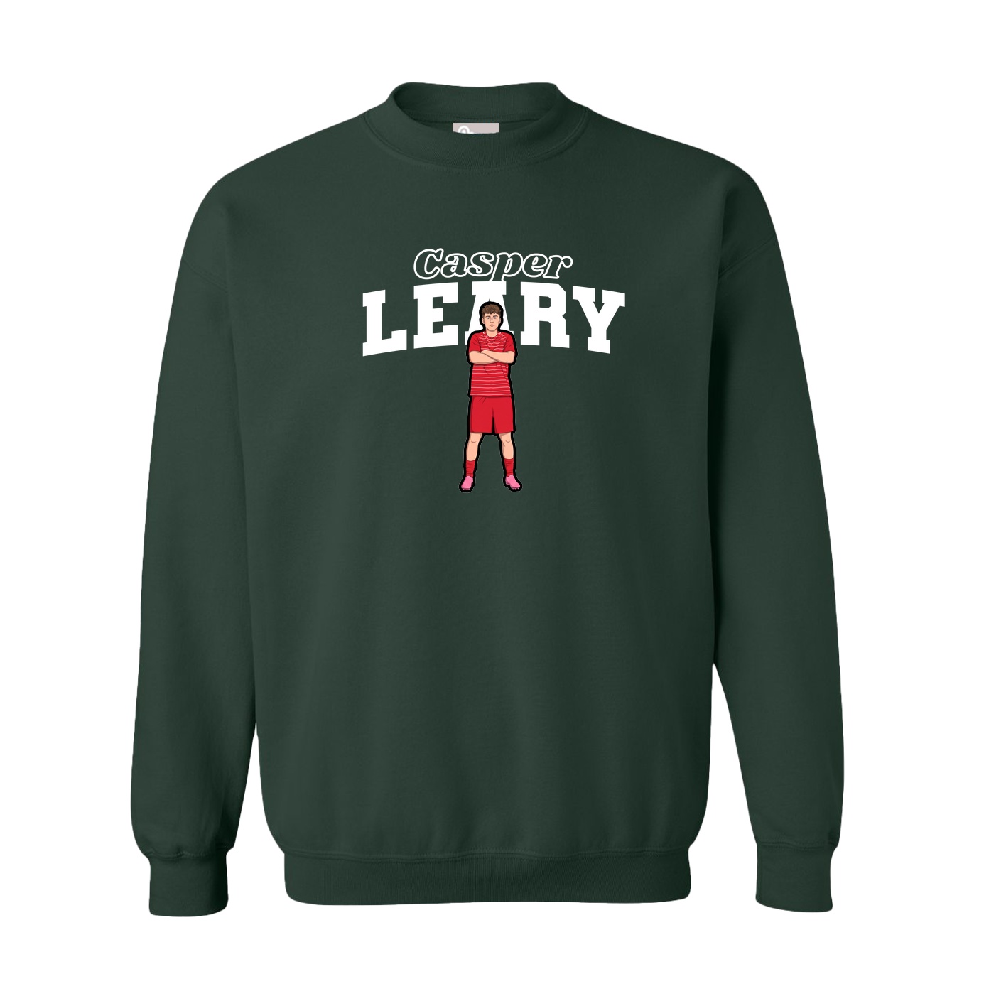 Fleece Crew — Name Arch in Green