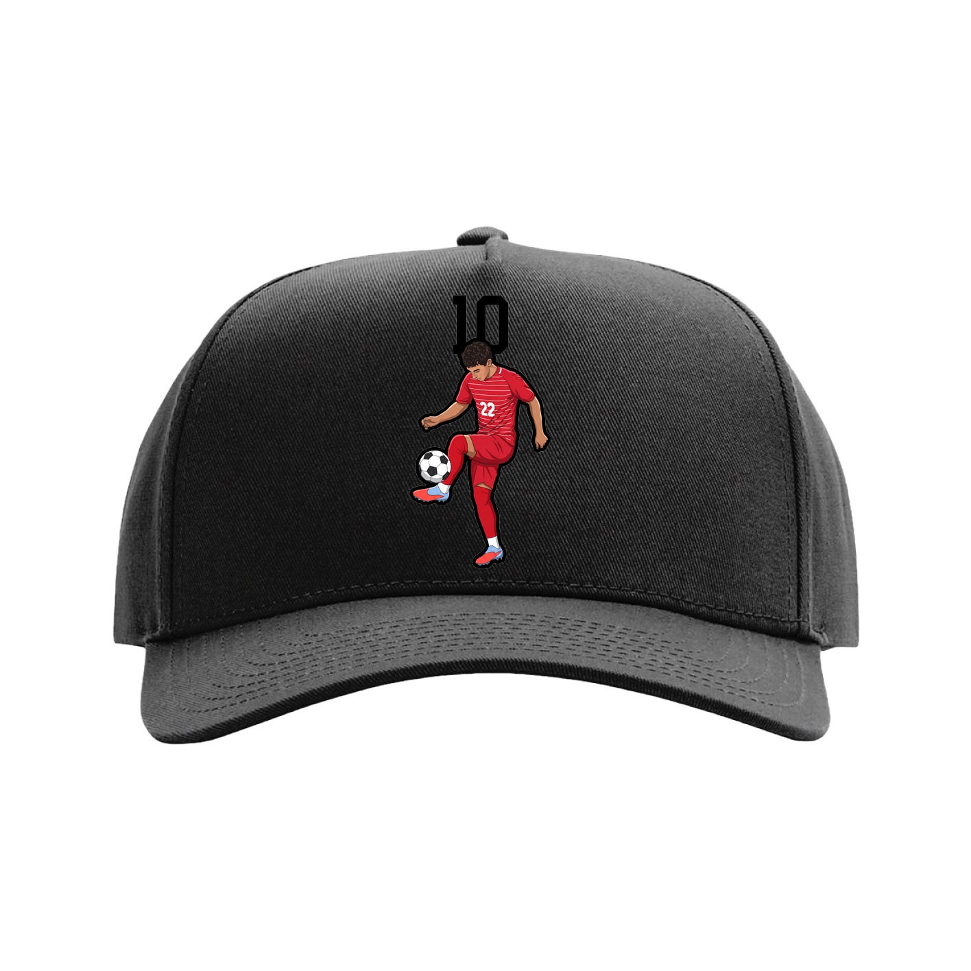 Full Fabric Five-Panel Champ Cap — Number Top in Black