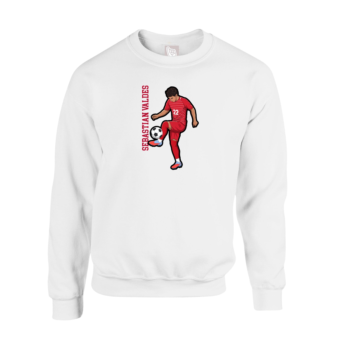 Fleece Crew — Name Vertical in White