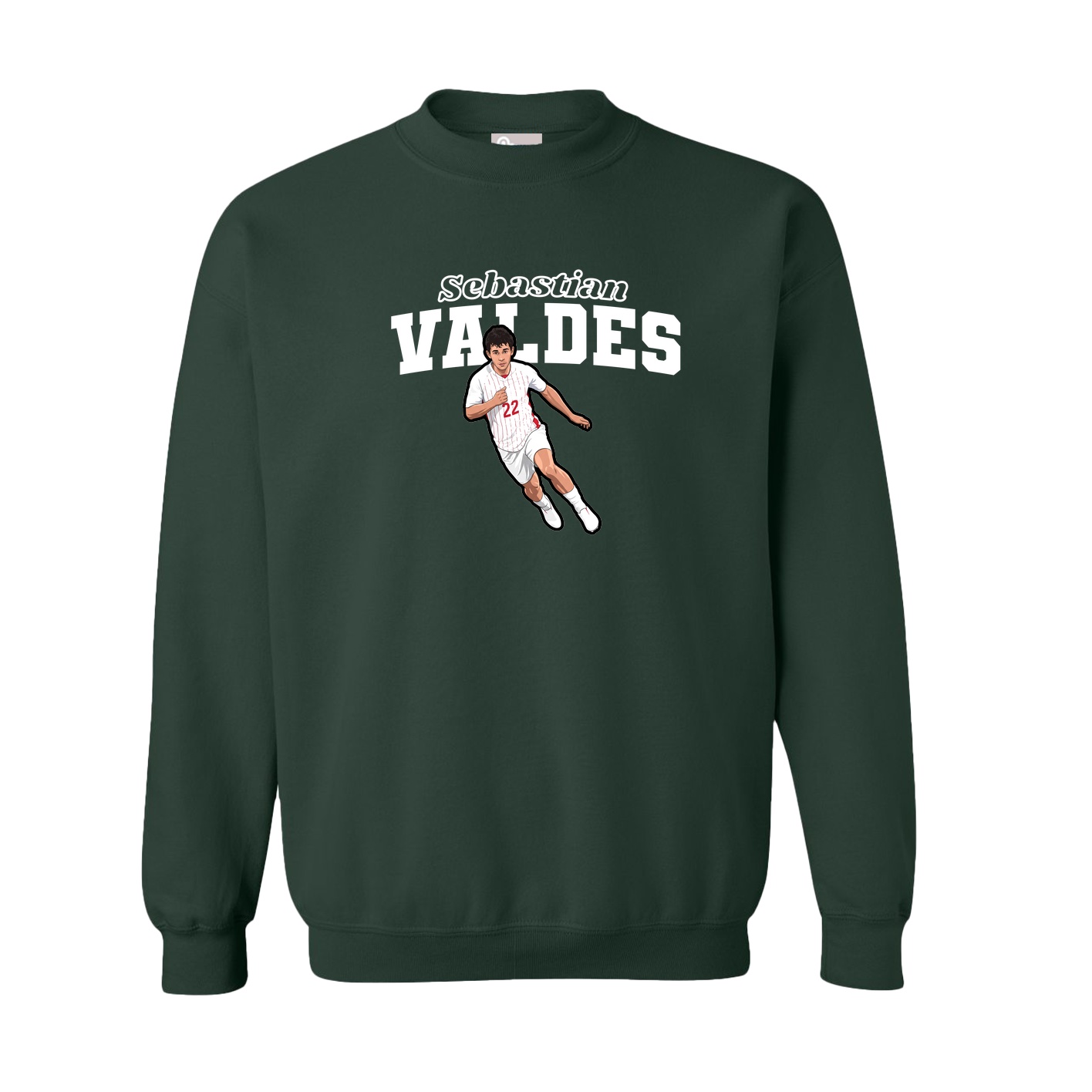 Fleece Crew — Name Arch in Green