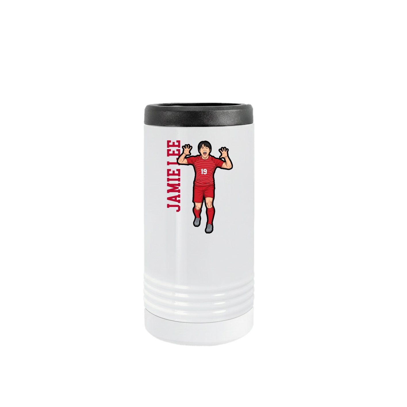Slim Beverage Holder — Name Vertical in White