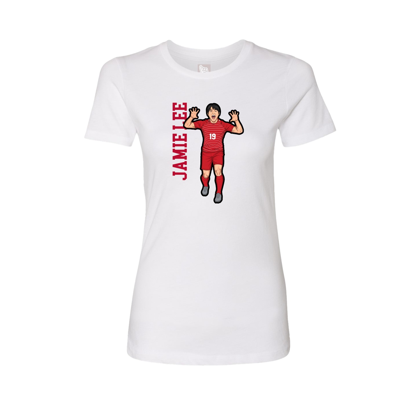 Fitted Women's Tee — Name Vertical in White