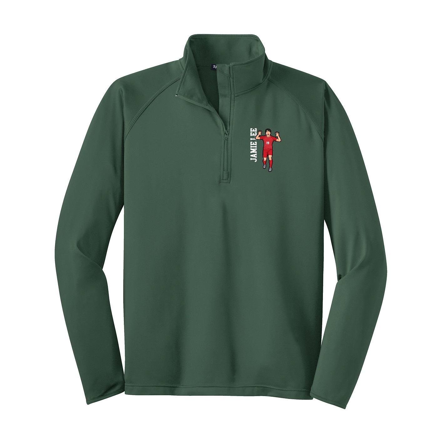 Q-Zip Pullover — Name Vertical in Green