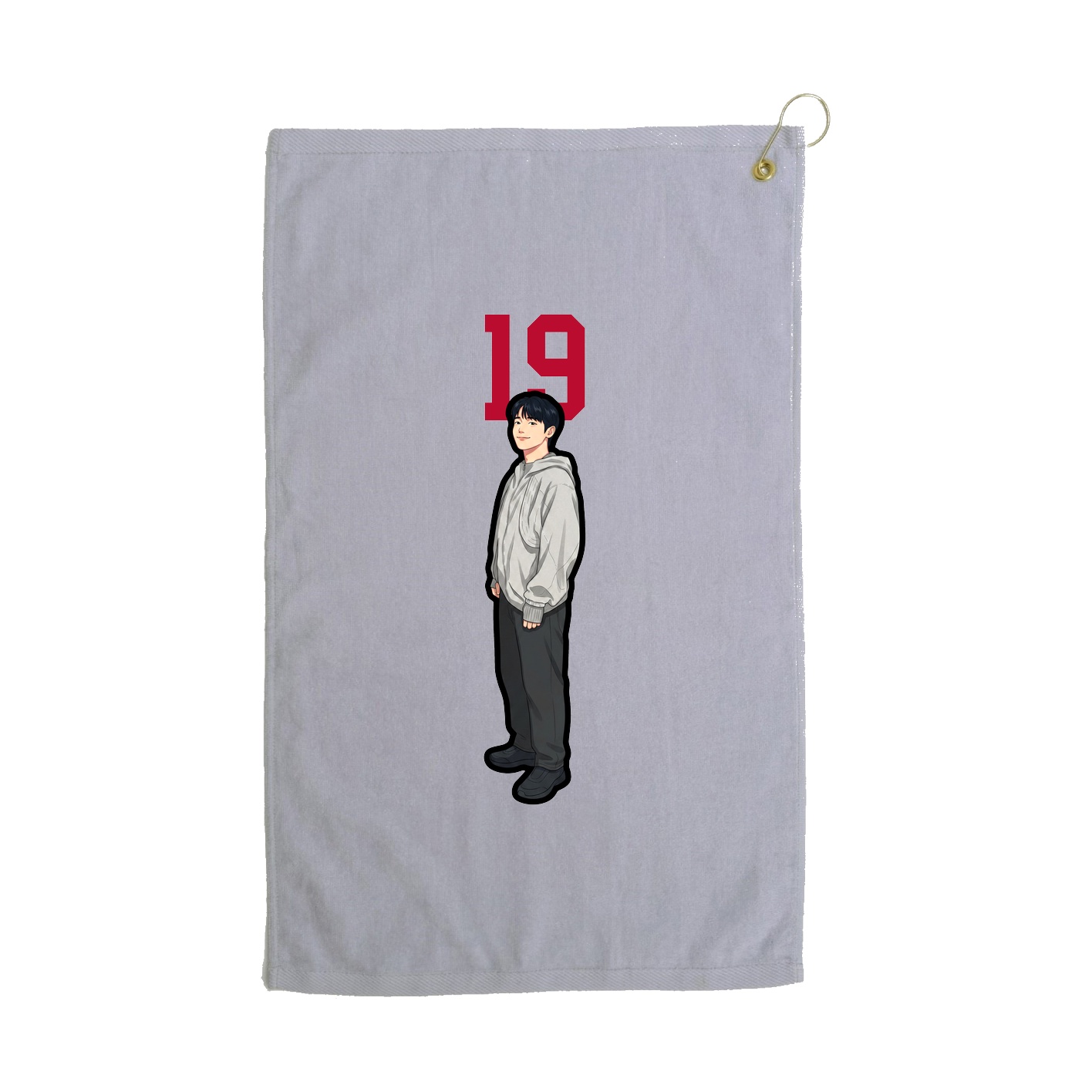 Golf Towel — Number Top in Grey