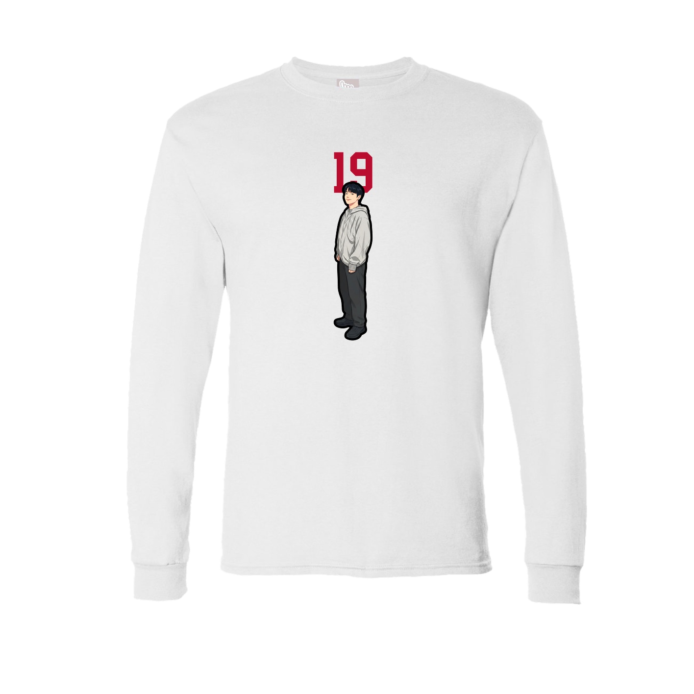 Long Sleeve Tee — Number Top in White