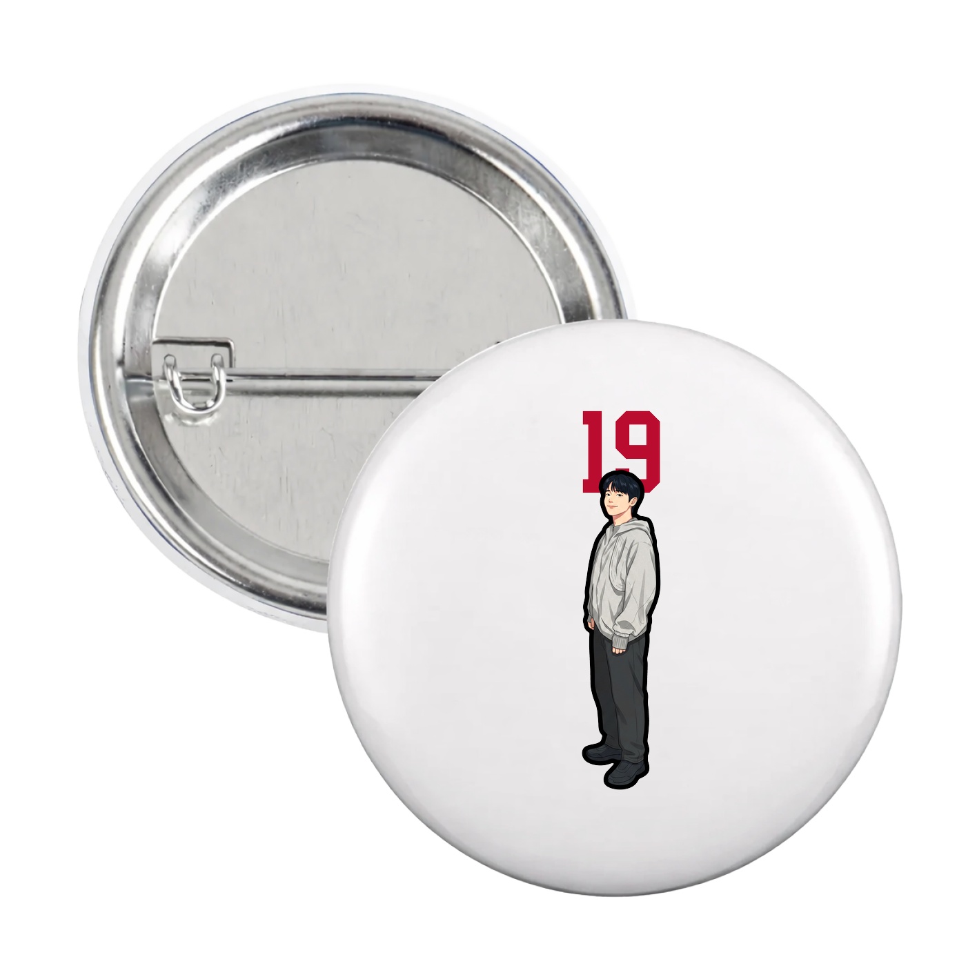 Game Day Button — Number Top in White
