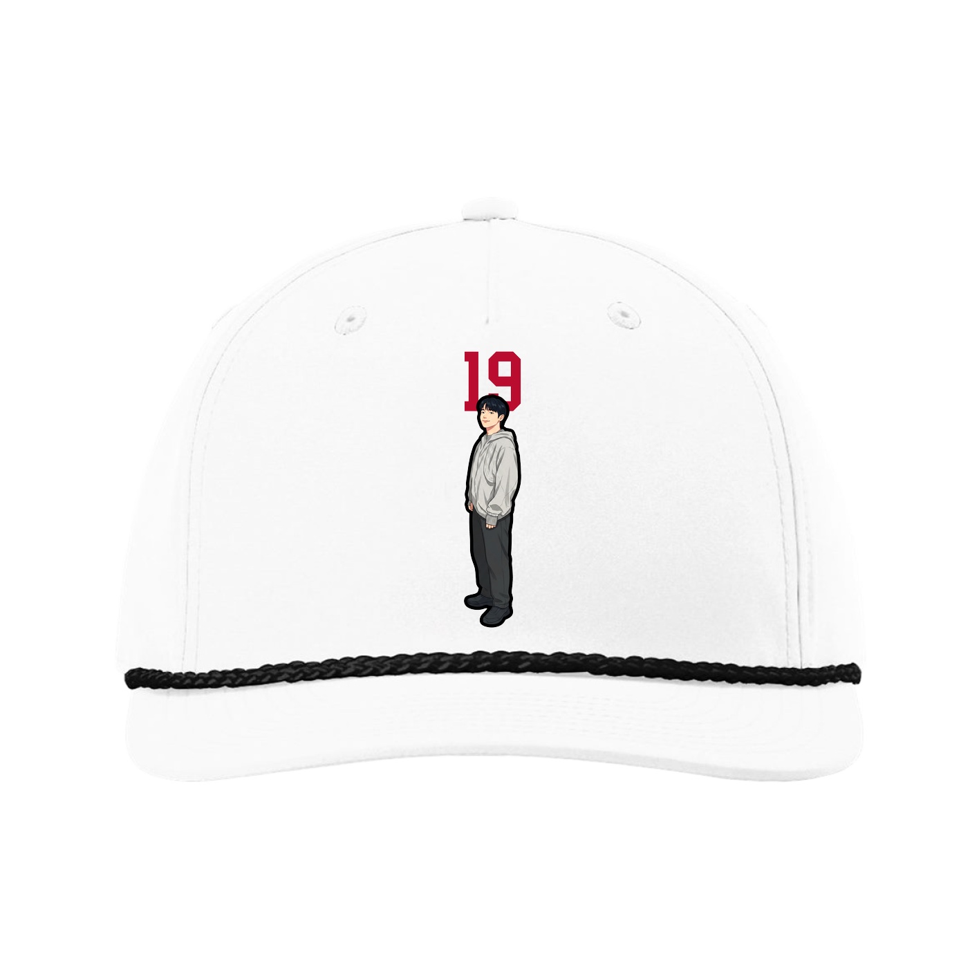 Five-Panel Classic Rope Cap — Number Top in White