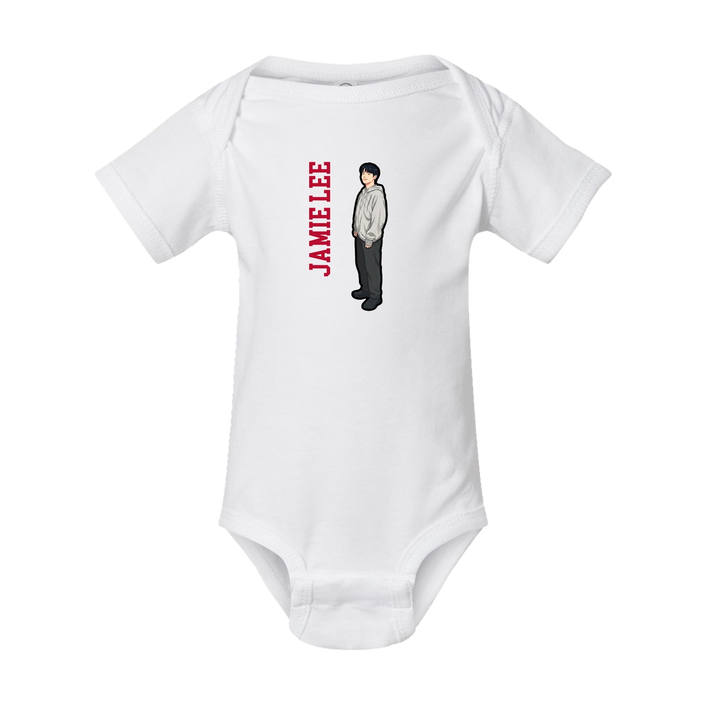 Baby Onesie — Name Vertical in White