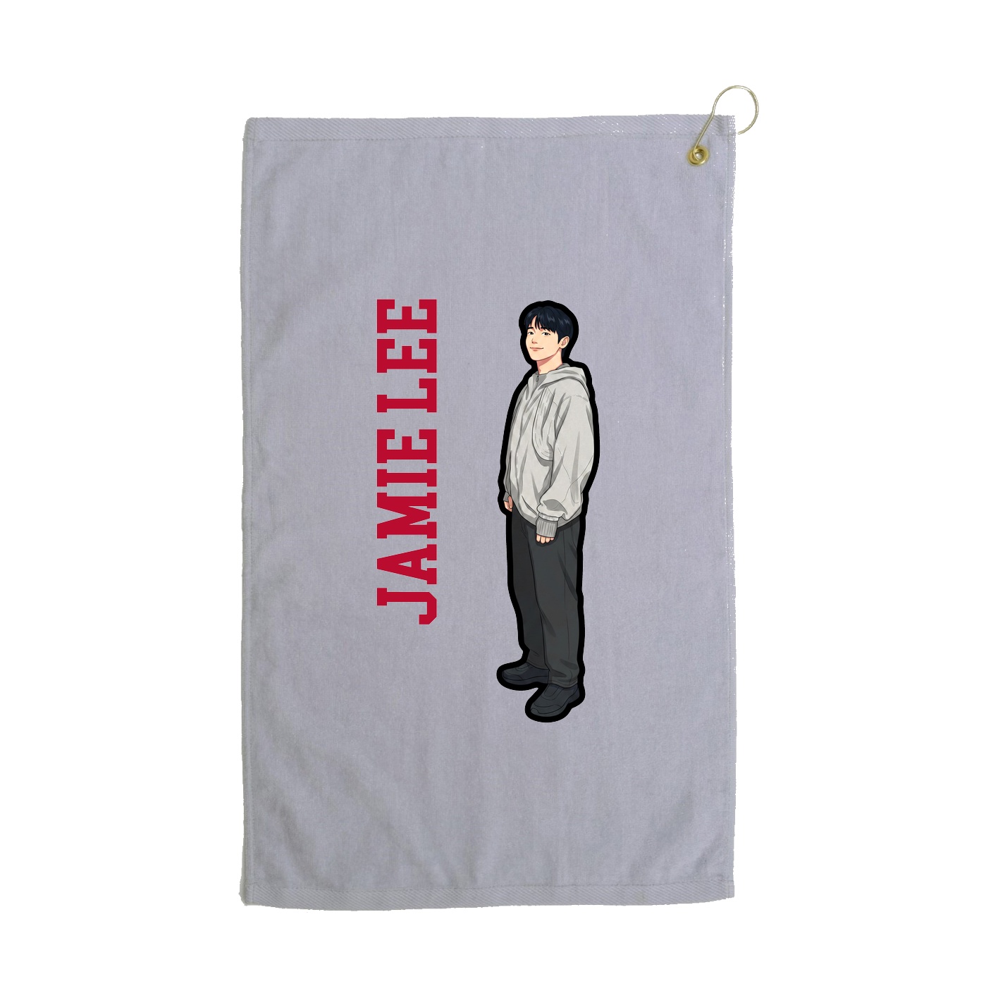 Golf Towel — Name Vertical in Grey