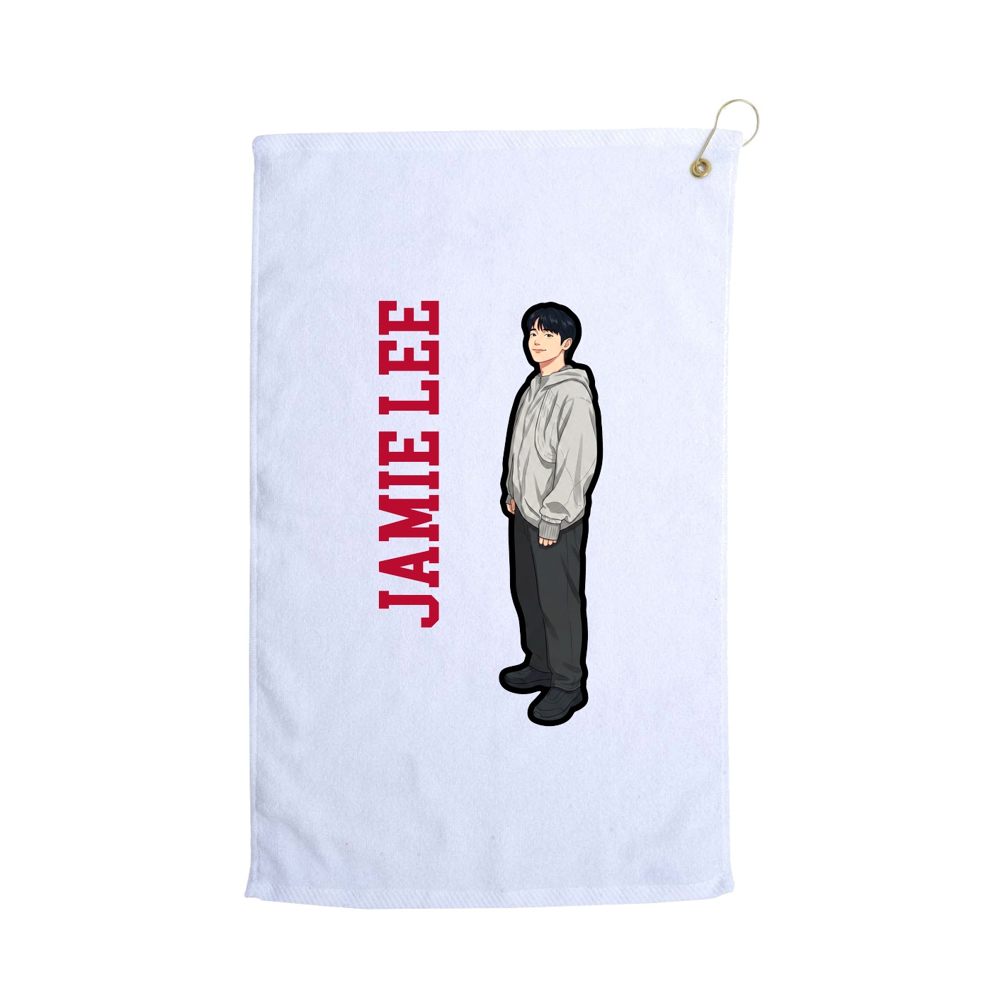 Golf Towel — Name Vertical in White