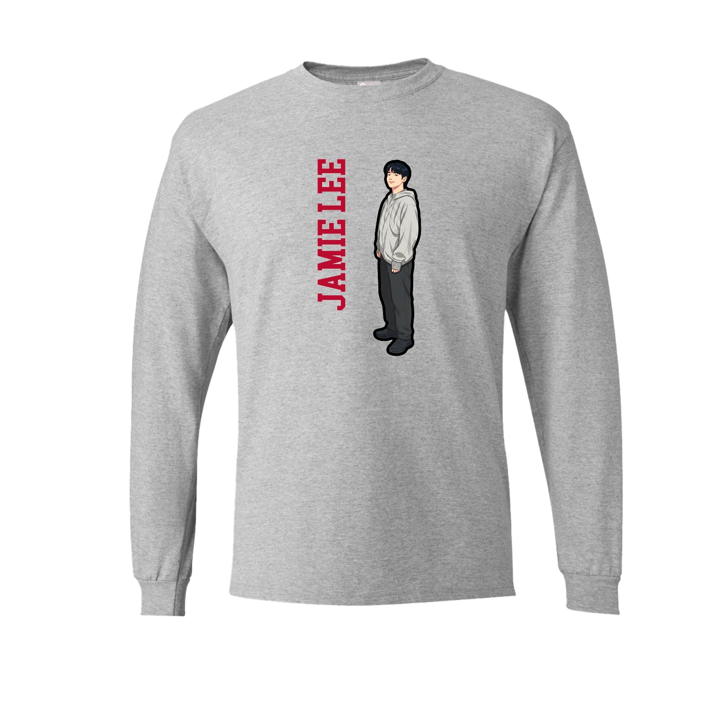 Long Sleeve Tee — Name Vertical in Grey