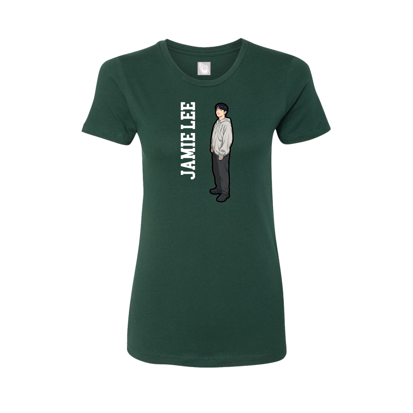 Womens Tee — Name Vertical in Green