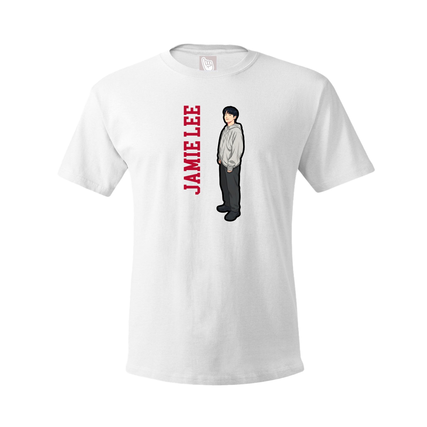 Youth Tee — Name Vertical in White