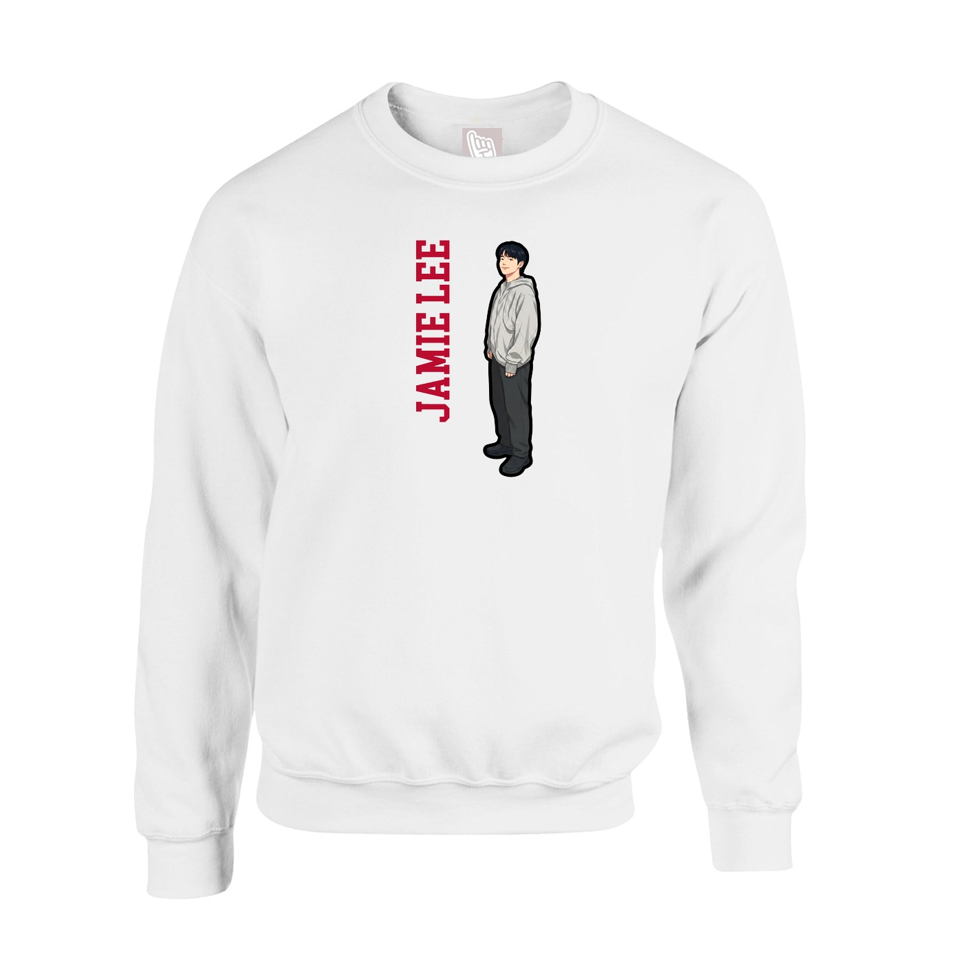 Fleece Crew — Name Vertical in White