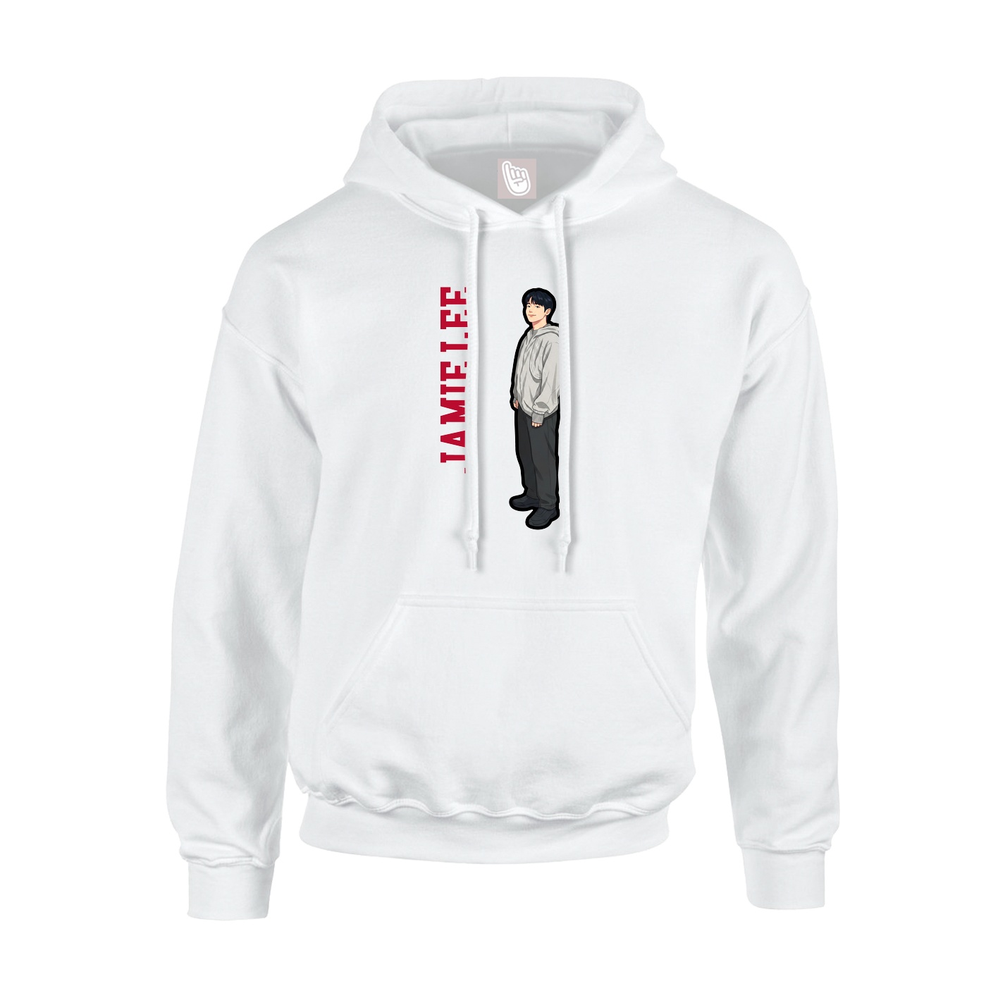 Youth Hoodie — Name Vertical in White