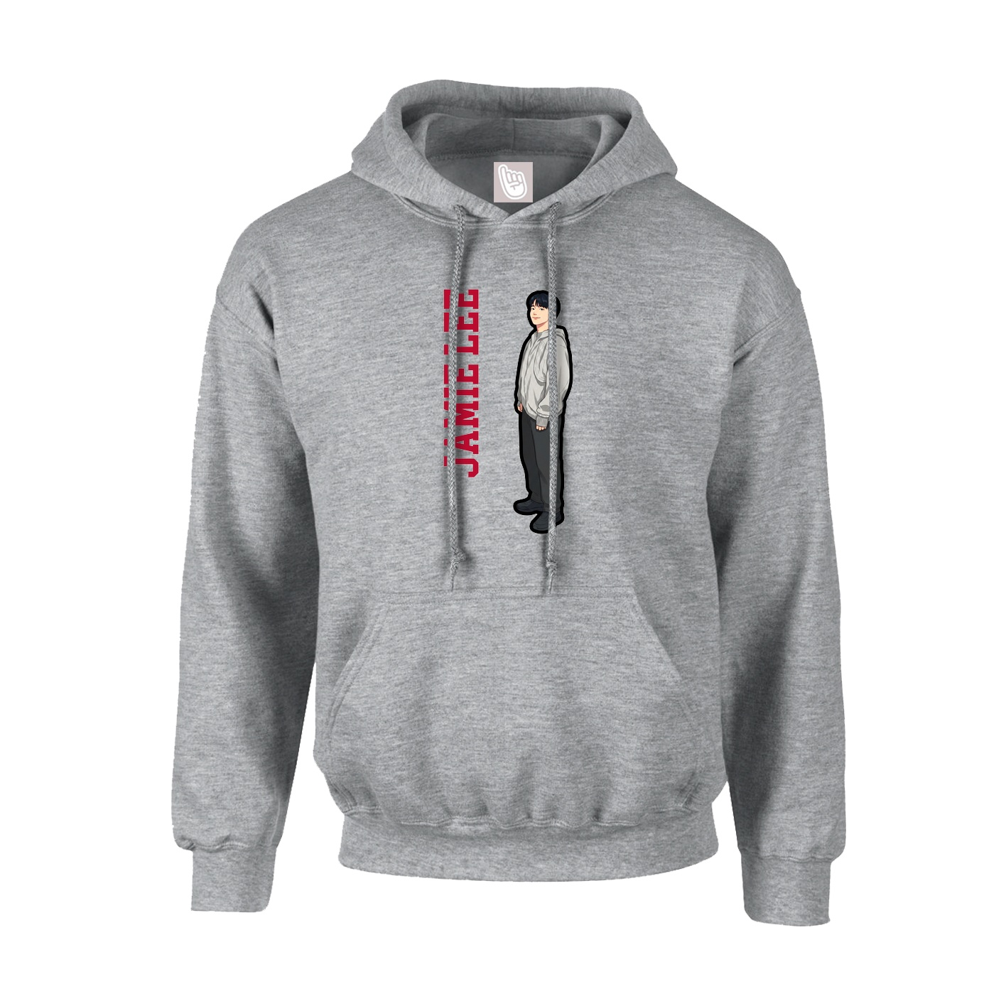 Youth Hoodie — Name Vertical in Grey