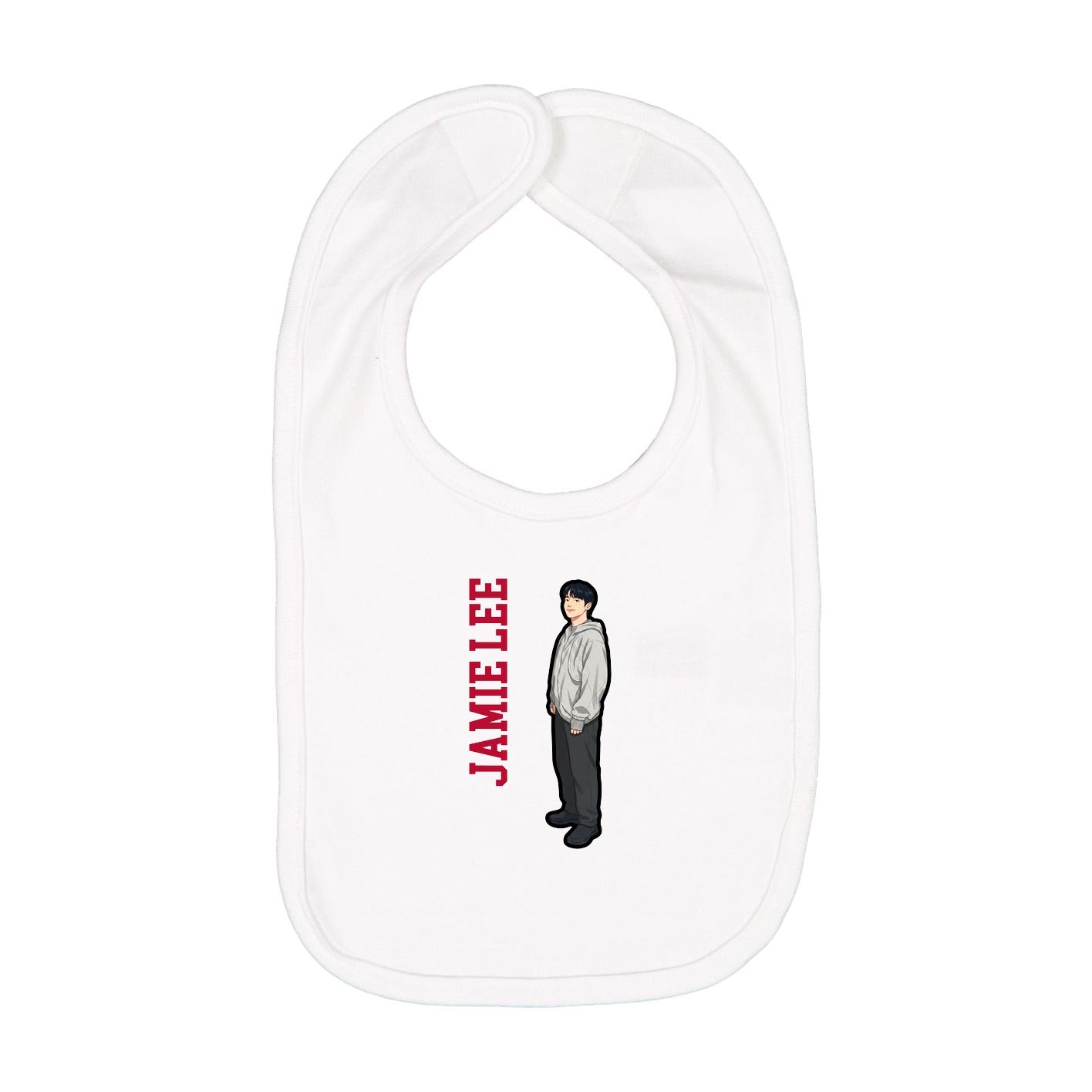Infant Bib — Name Vertical in White