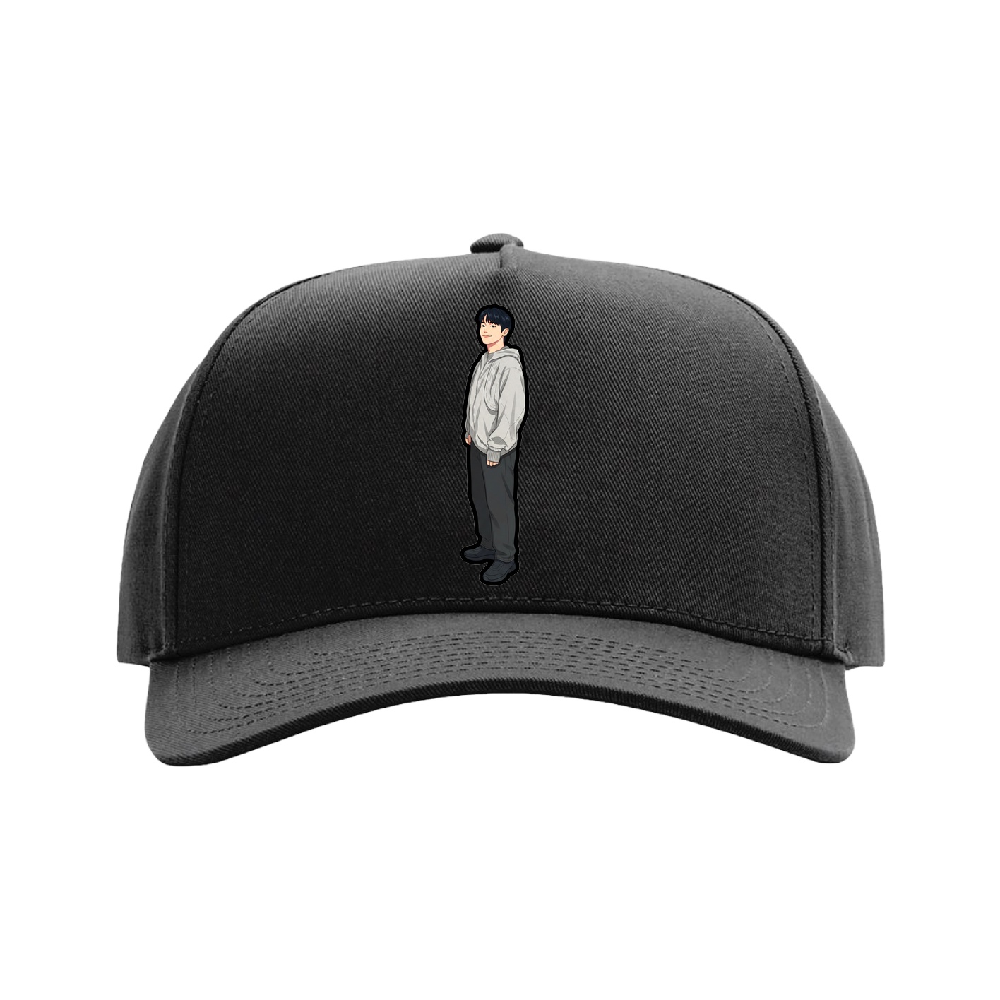 Full Fabric Five-Panel Champ Cap — Name Vertical in Black
