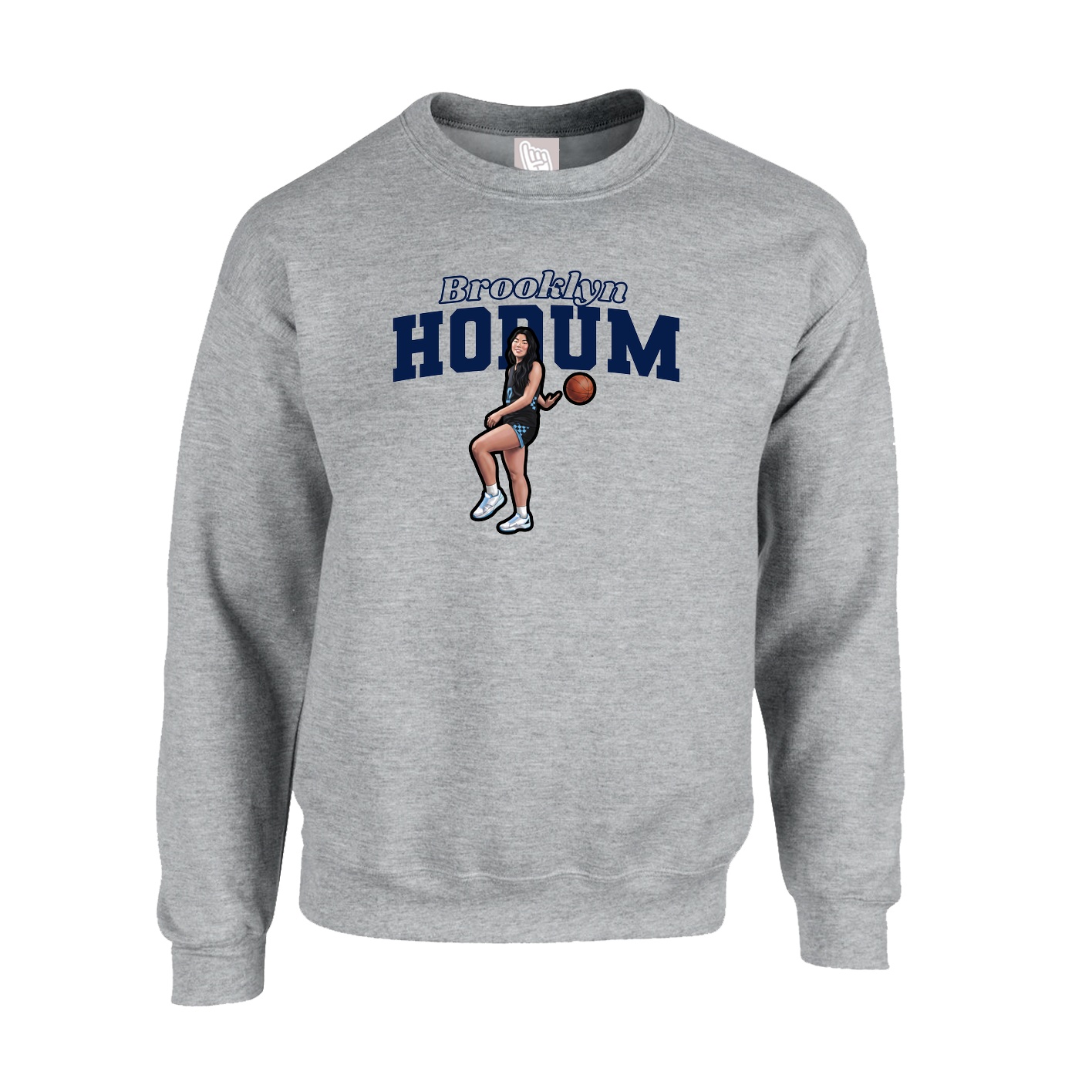 Fleece Crew — Name Arch in Grey