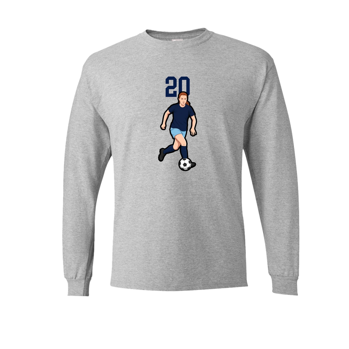 Long Sleeve Tee — Number Top in Grey