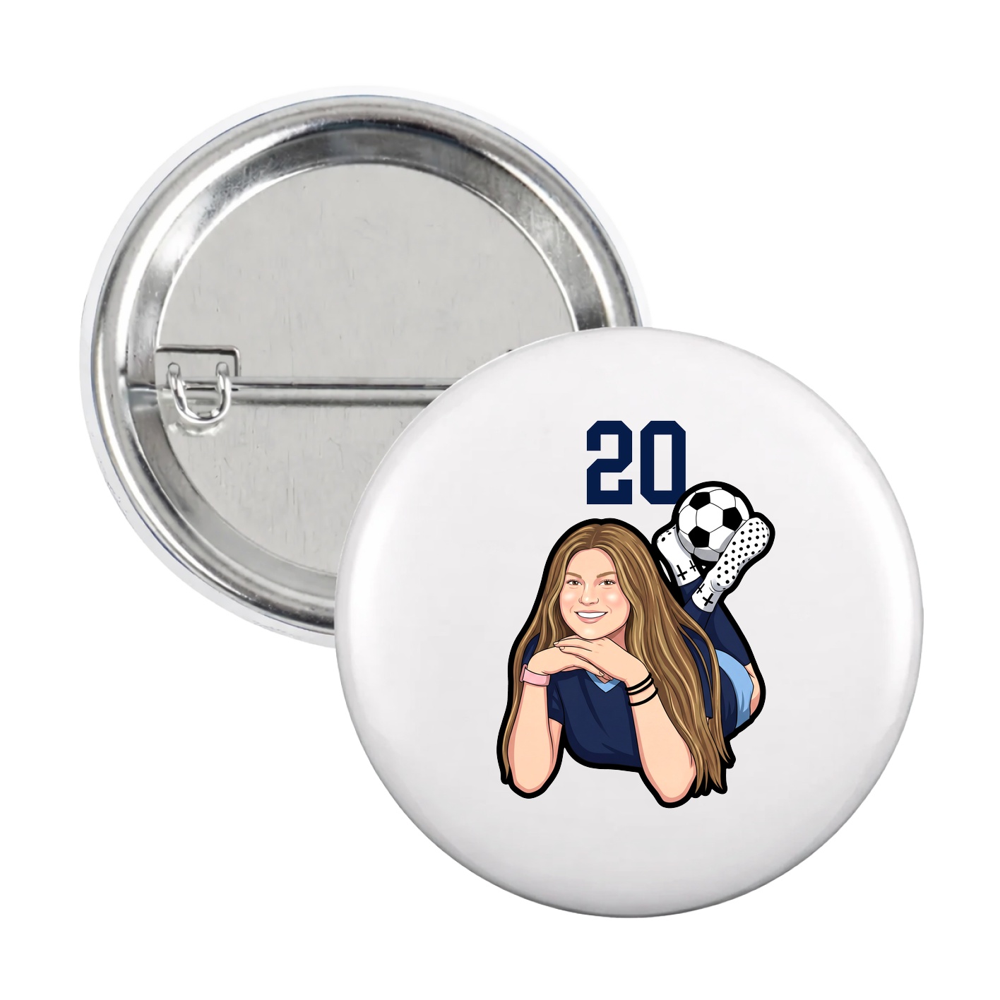 Game Day Button — Number Top in White