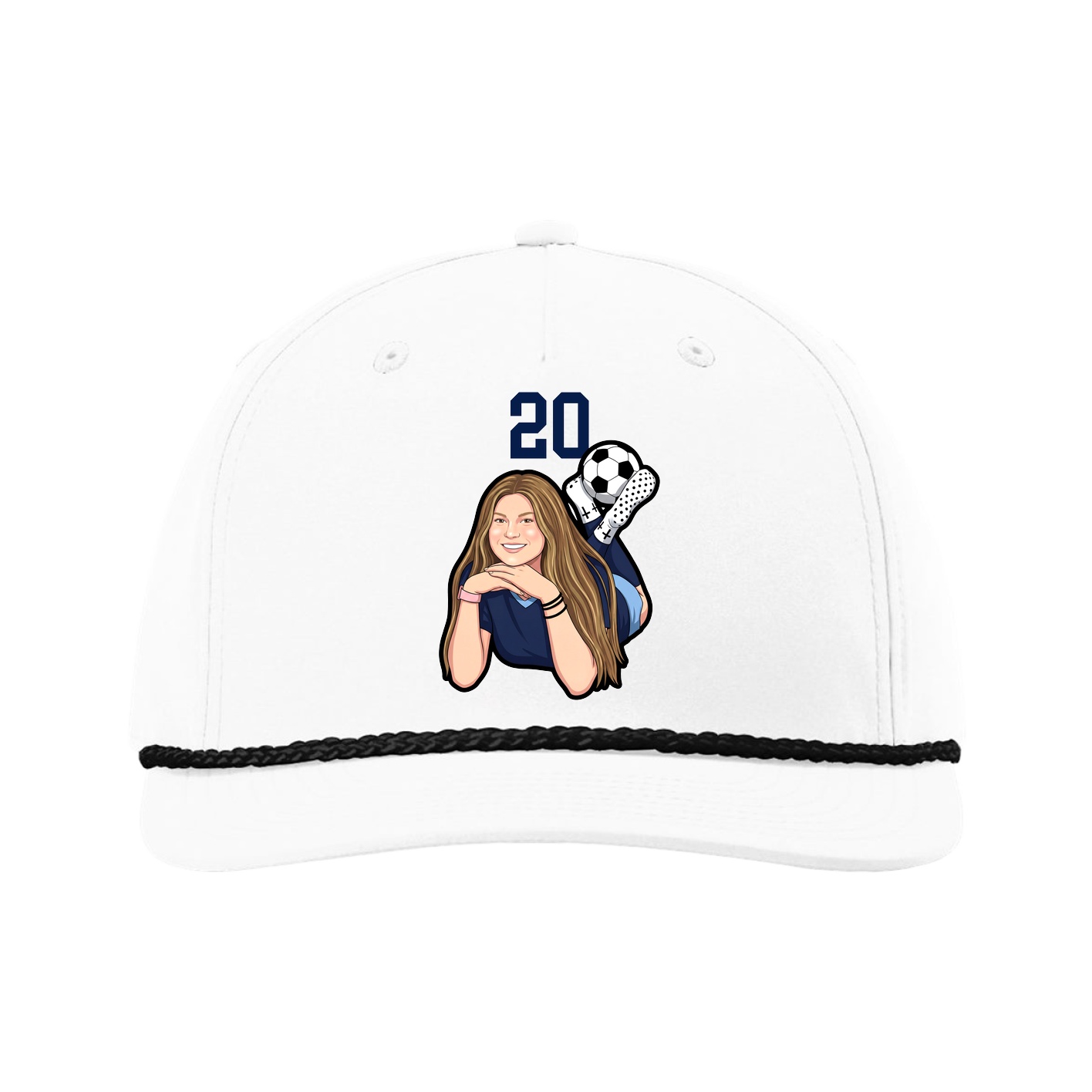 Five-Panel Classic Rope Cap — Number Top in White