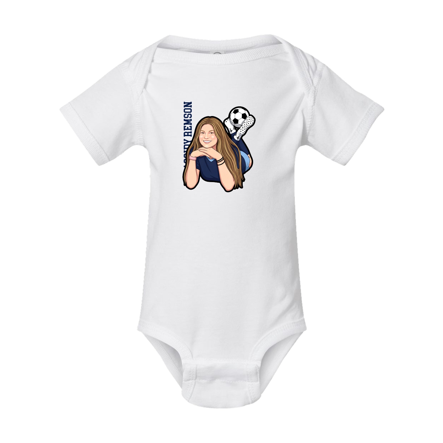 Baby Onesie — Name Vertical in White