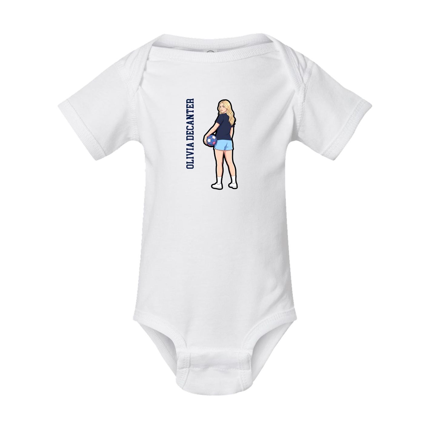 Baby Onesie — Name Vertical in White